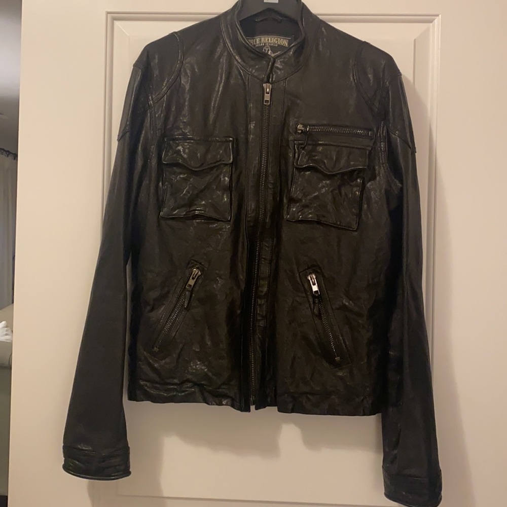 True Religion Leather Motorcycle Jacket EUC